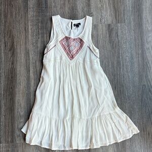 Art Class Cream Dress with Pink Embroidery